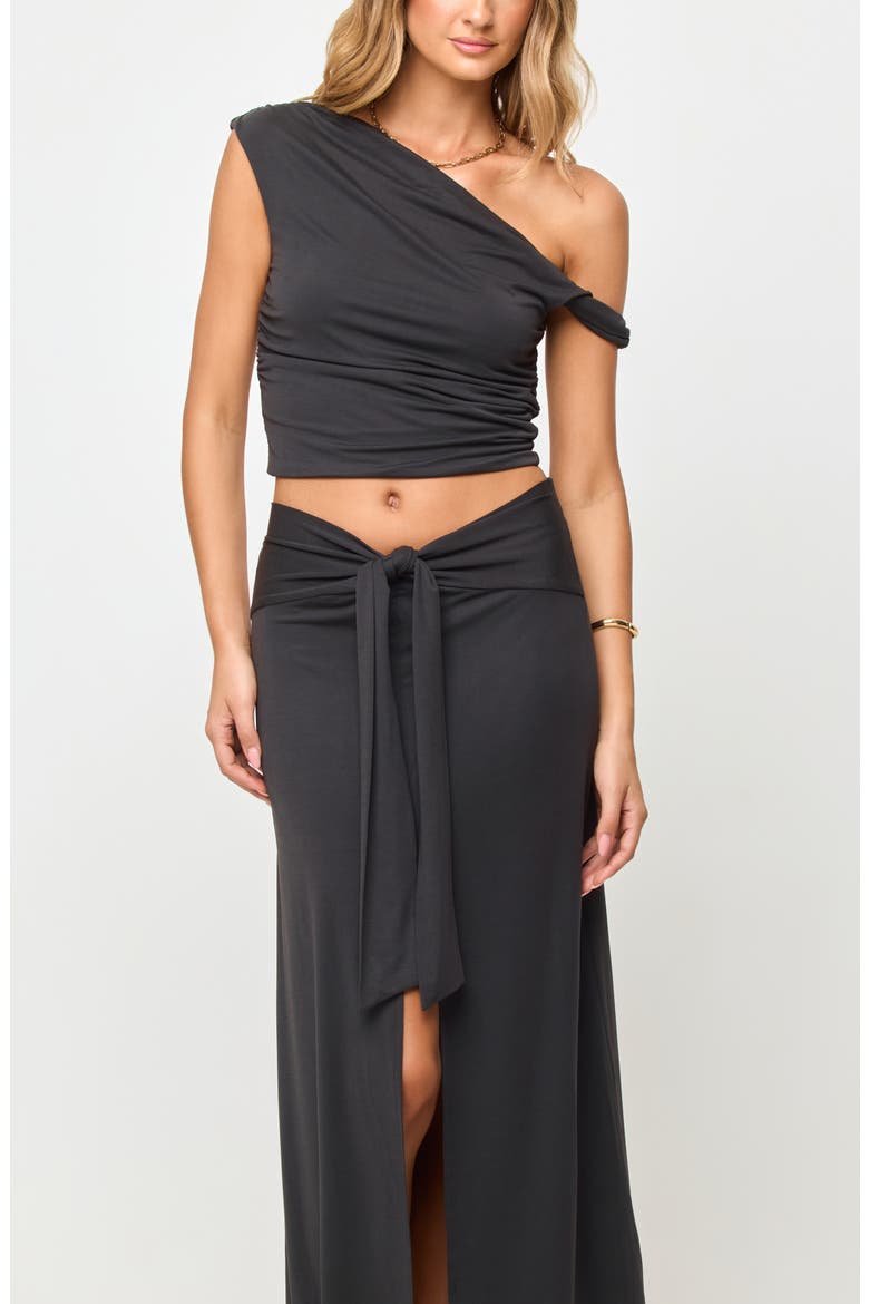 Moonlit Tie Front Midi Skirt Cover-Up, Alternate, color, BLACK
