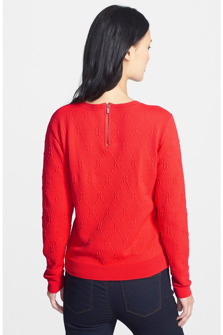 Diamond Jacquard Sweater, Alternate, color, RED SCARLET