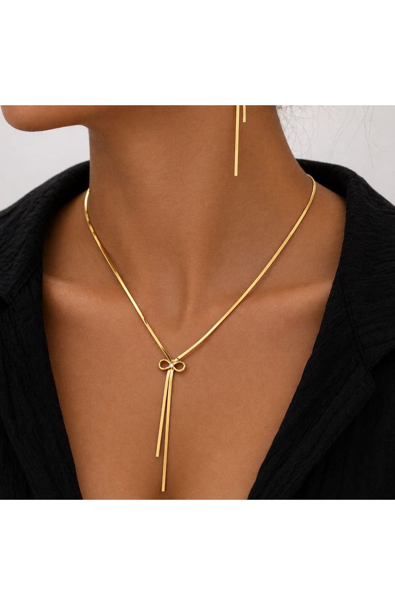 REBL Bow Lariat Necklace, Alternate, color, 