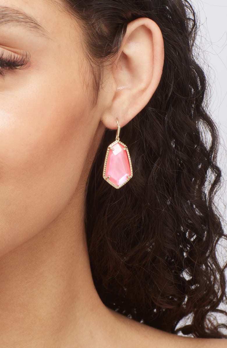 Kendra Scott Alexandria Geometric Drop Earrings, Alternate, color, Gold Pink Illusion