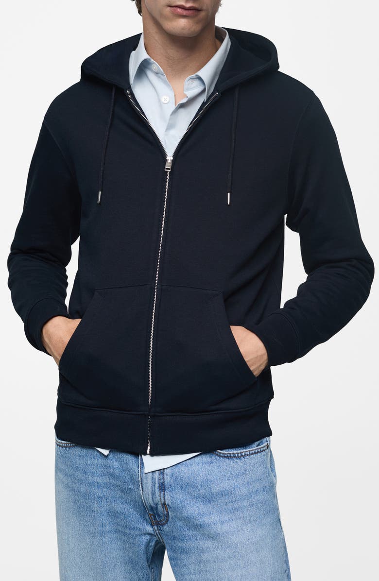 MANGO Cotton Blend Zip Hoodie, Main, color, 