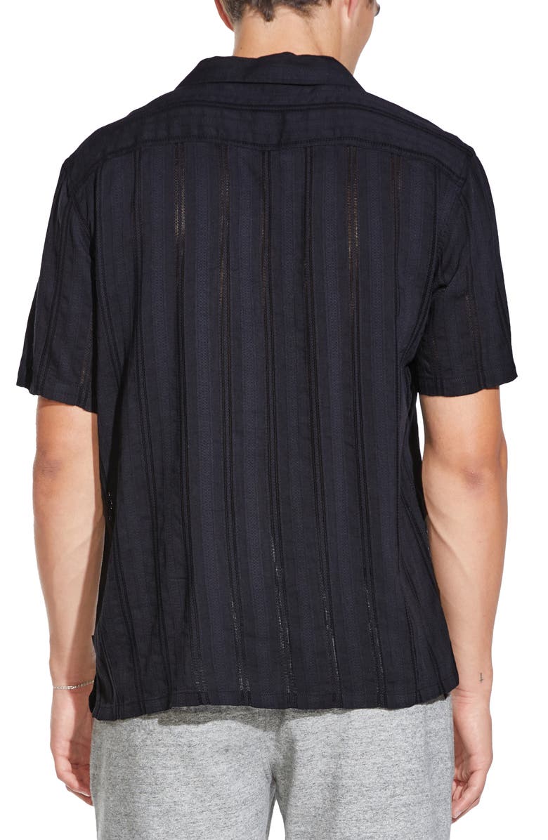 Civil Society Relaxed Fit Striped Seersucker Cotton Resort Shirt, Alternate, color, Black