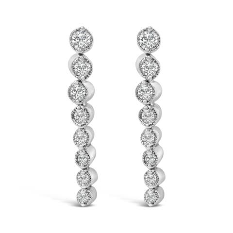 .925 Sterling Silver 1/4 Cttw Diamond Graduated Dangle Earrings