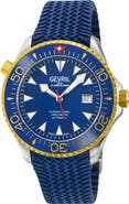 GEVRIL Hudson Yards Automatic Rubber Strap Watch, 43mm