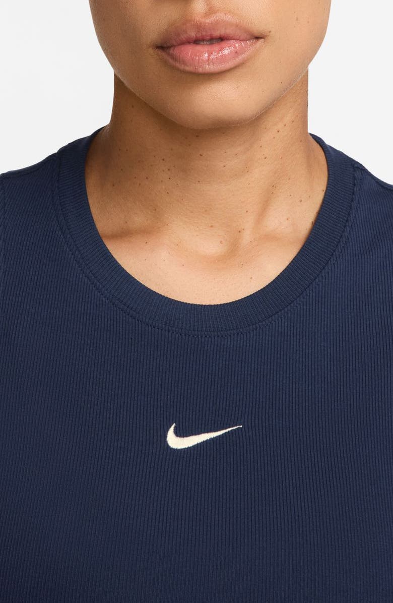 Nike Sportswear Essential Rib Crop Tank, Alternate, color, Midnight Navy/ Sail