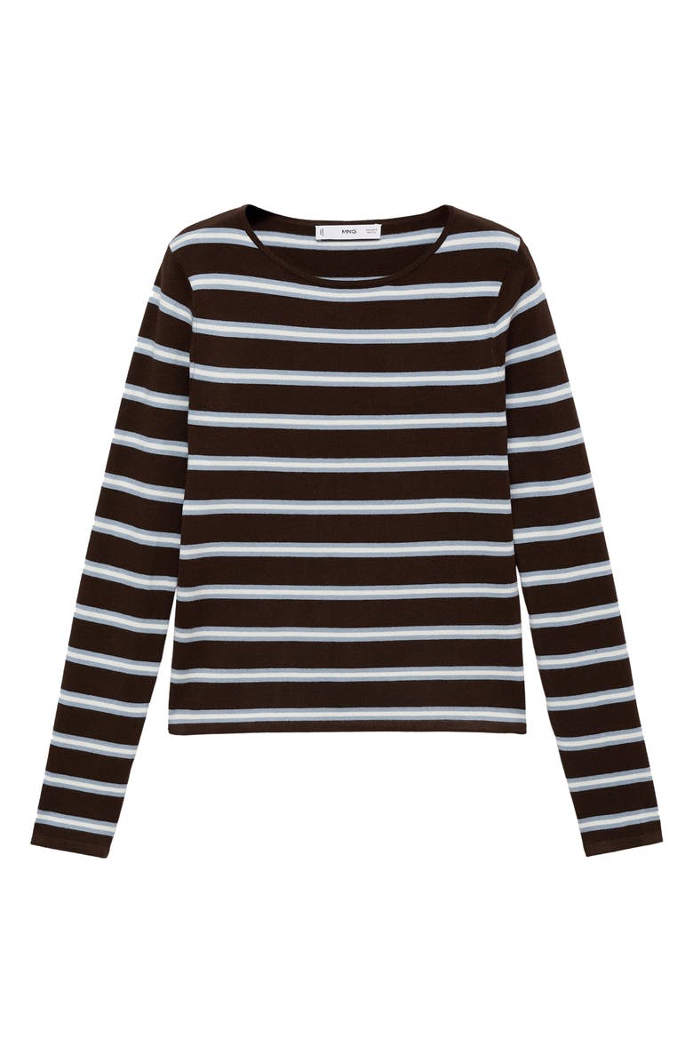MANGO Stripe Jersey Top, Alternate, color, Chocolate