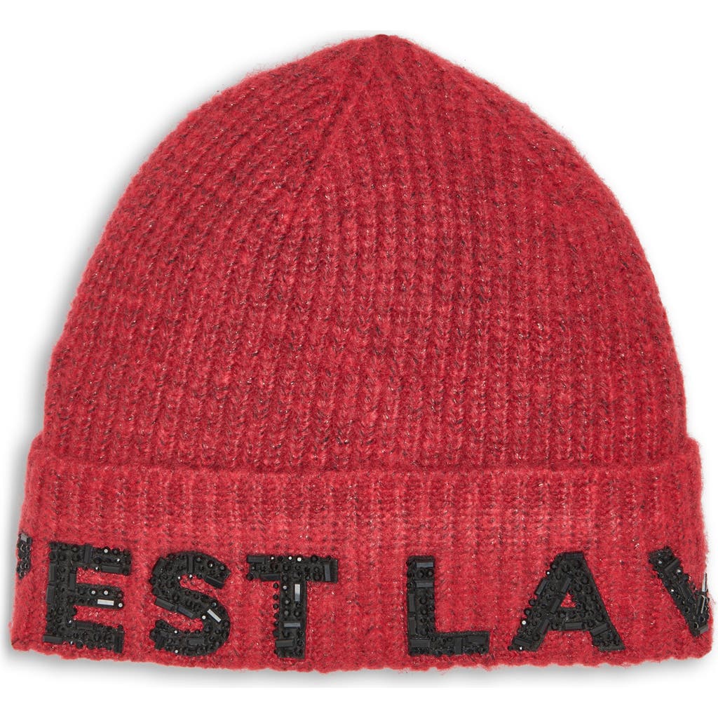 Karl Lagerfeld Paris C'est La Vie Beanie In Red