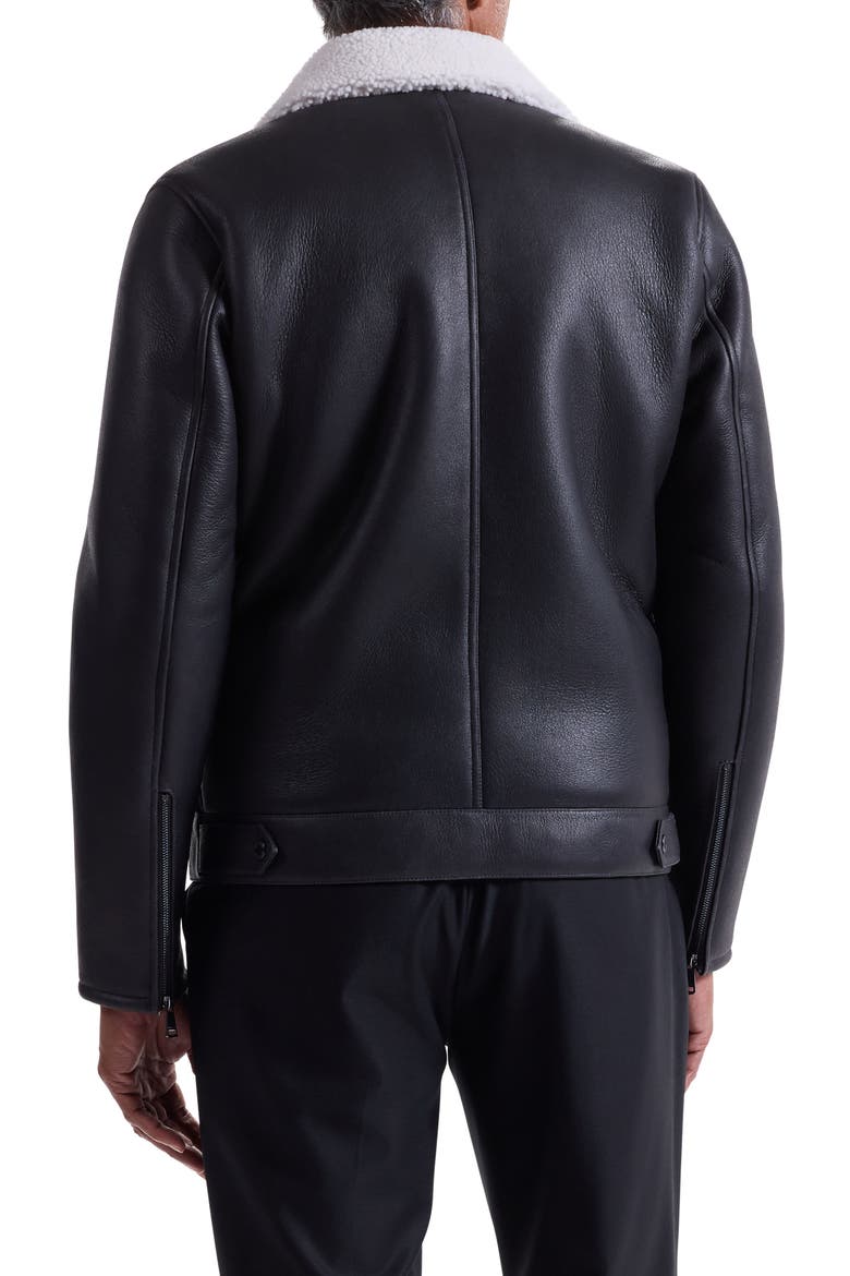 Genuine Shearling Biker Jacket, Alternate, color, BLACK