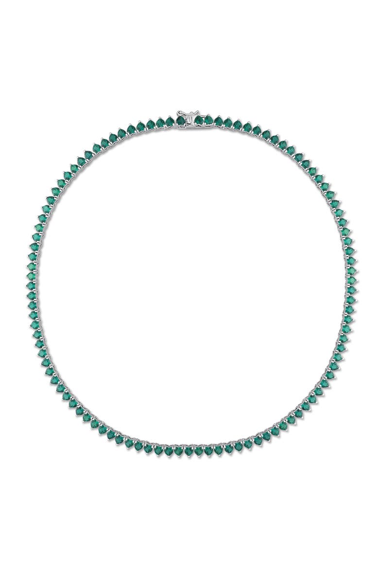 Lab-Created Emerald Heart Tennis Necklace, Alternate, color, Emerald