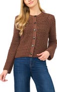 Halogen® Open Stitch Button Front Cardigan