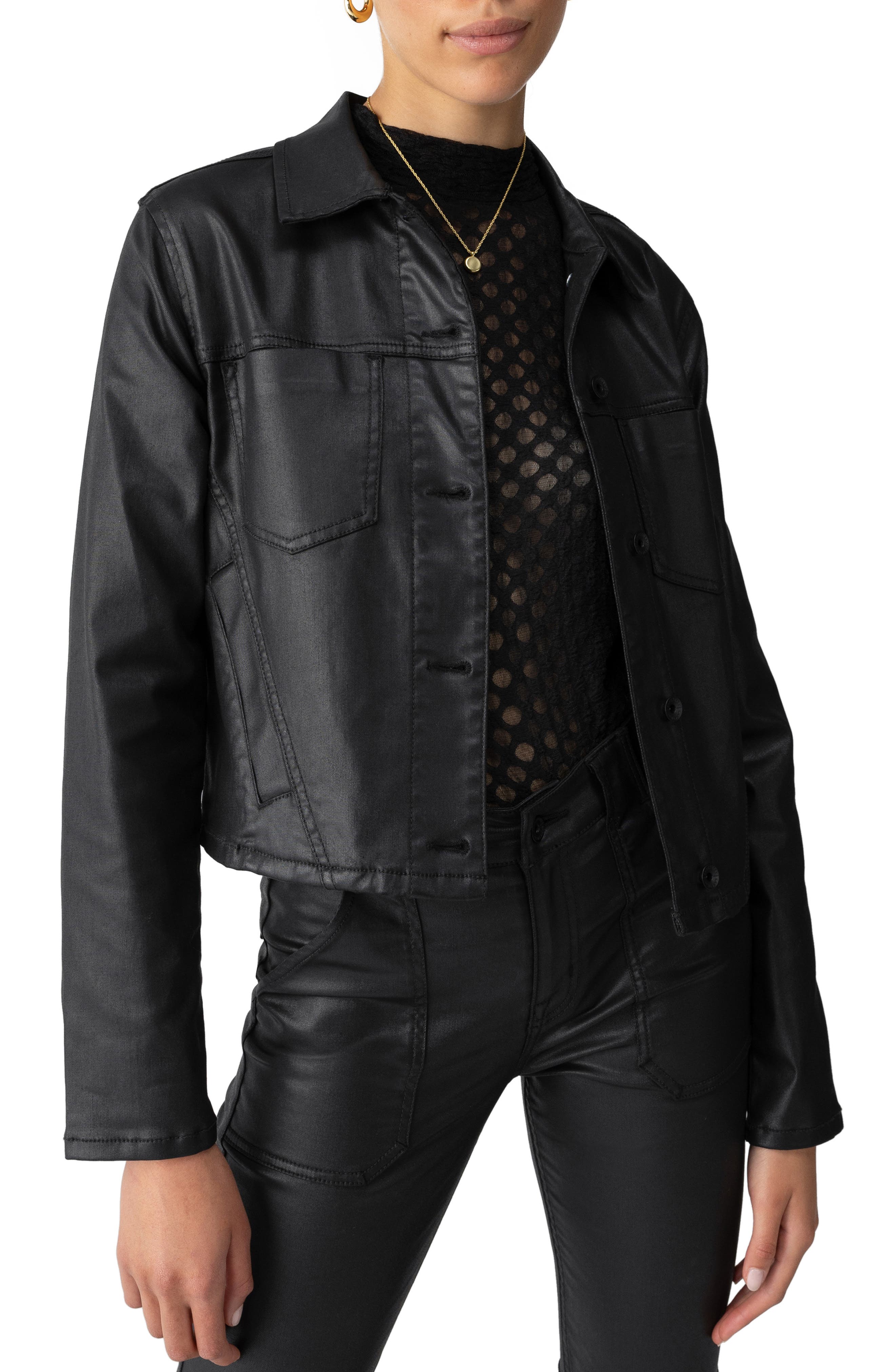 Sanctuary Davidson Coated Denim Trucker Jacket (Women) | Nordstrom