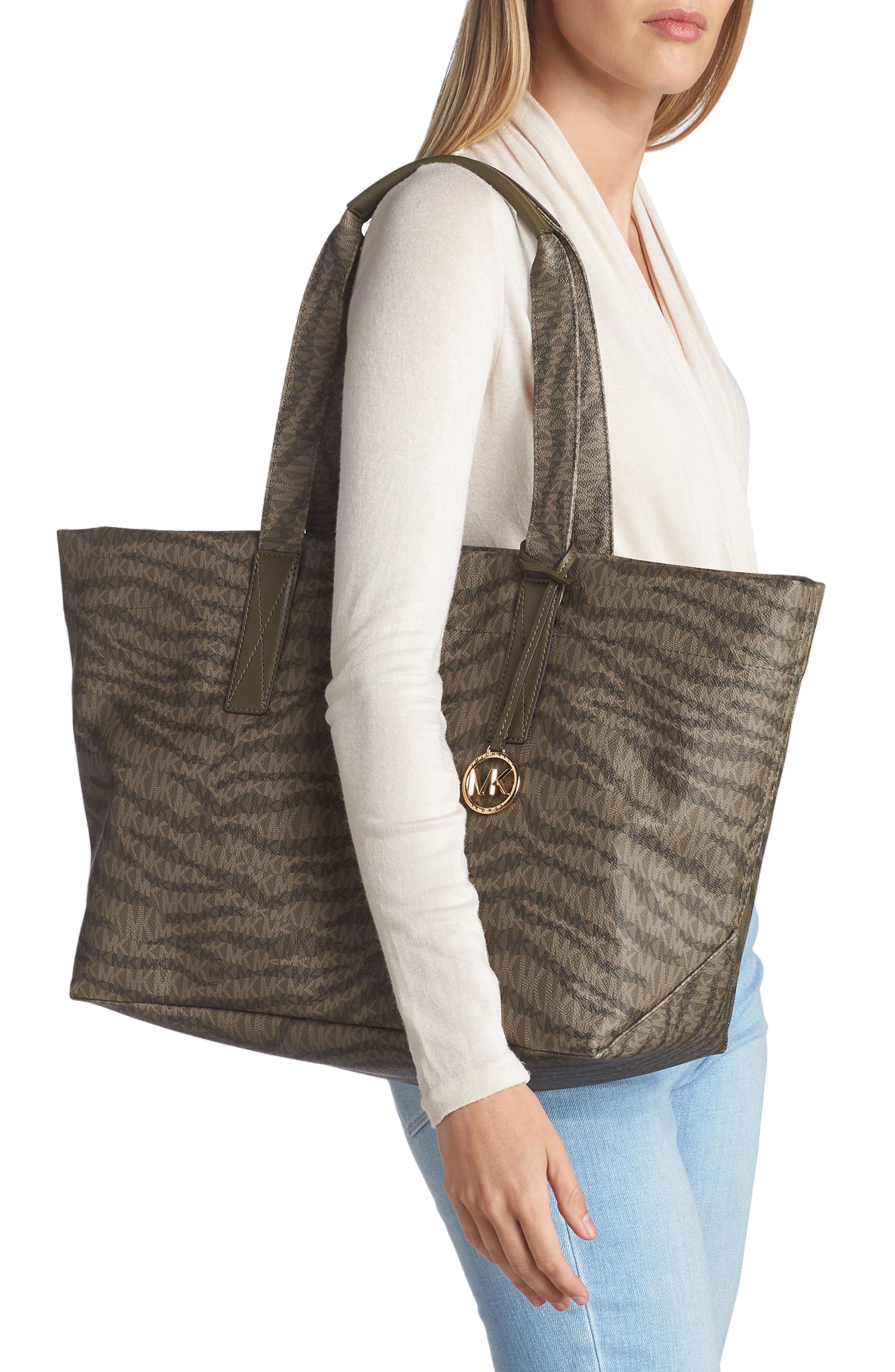 MICHAEL Michael Kors The Michael Large Logo Animal Print Tote, Alternate, color, 