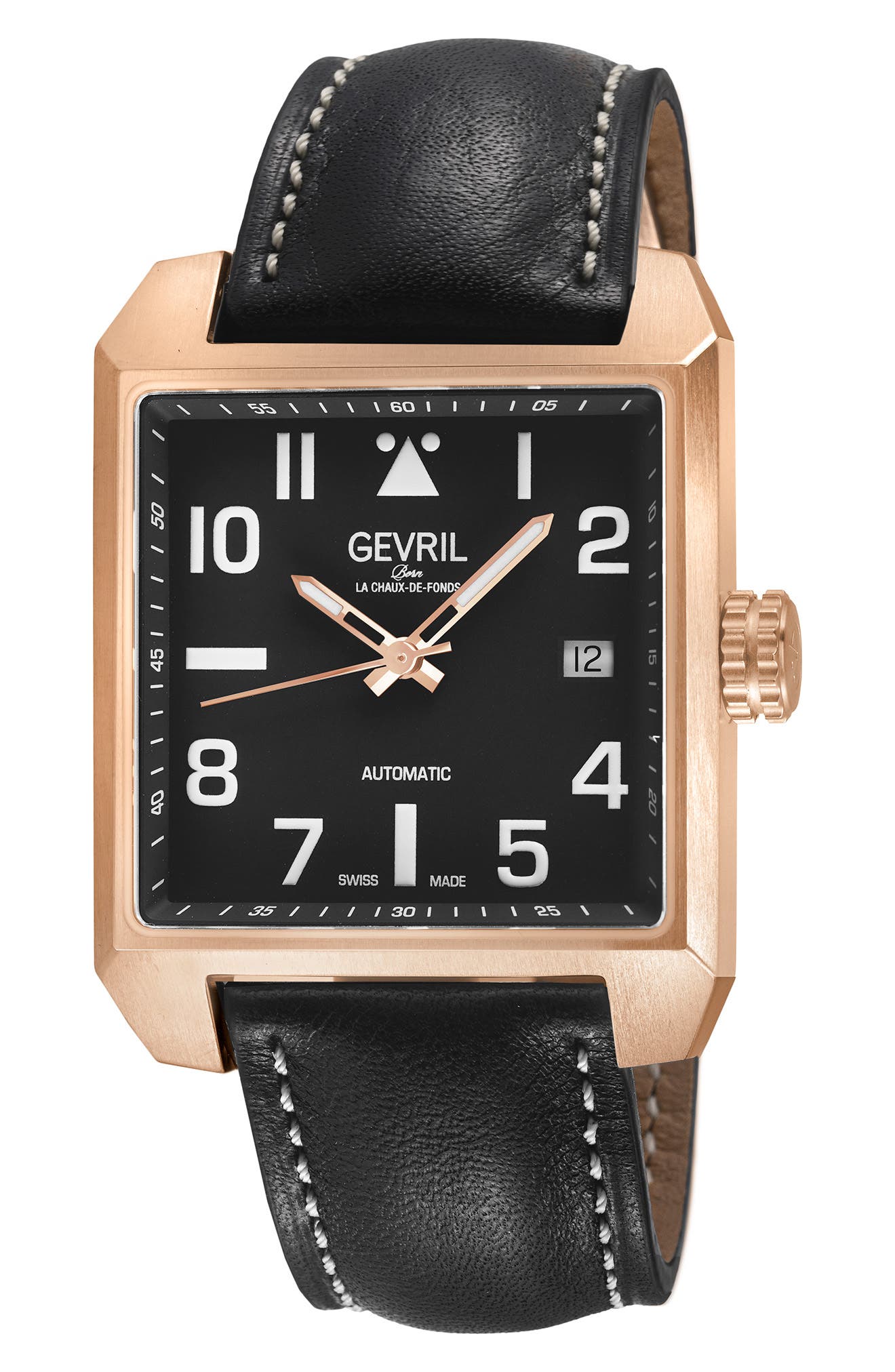 Herald Square Swiss Automatic Leather Strap Watch, 38mm