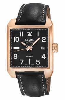 Herald Square Swiss Automatic Leather Strap Watch, 38mm