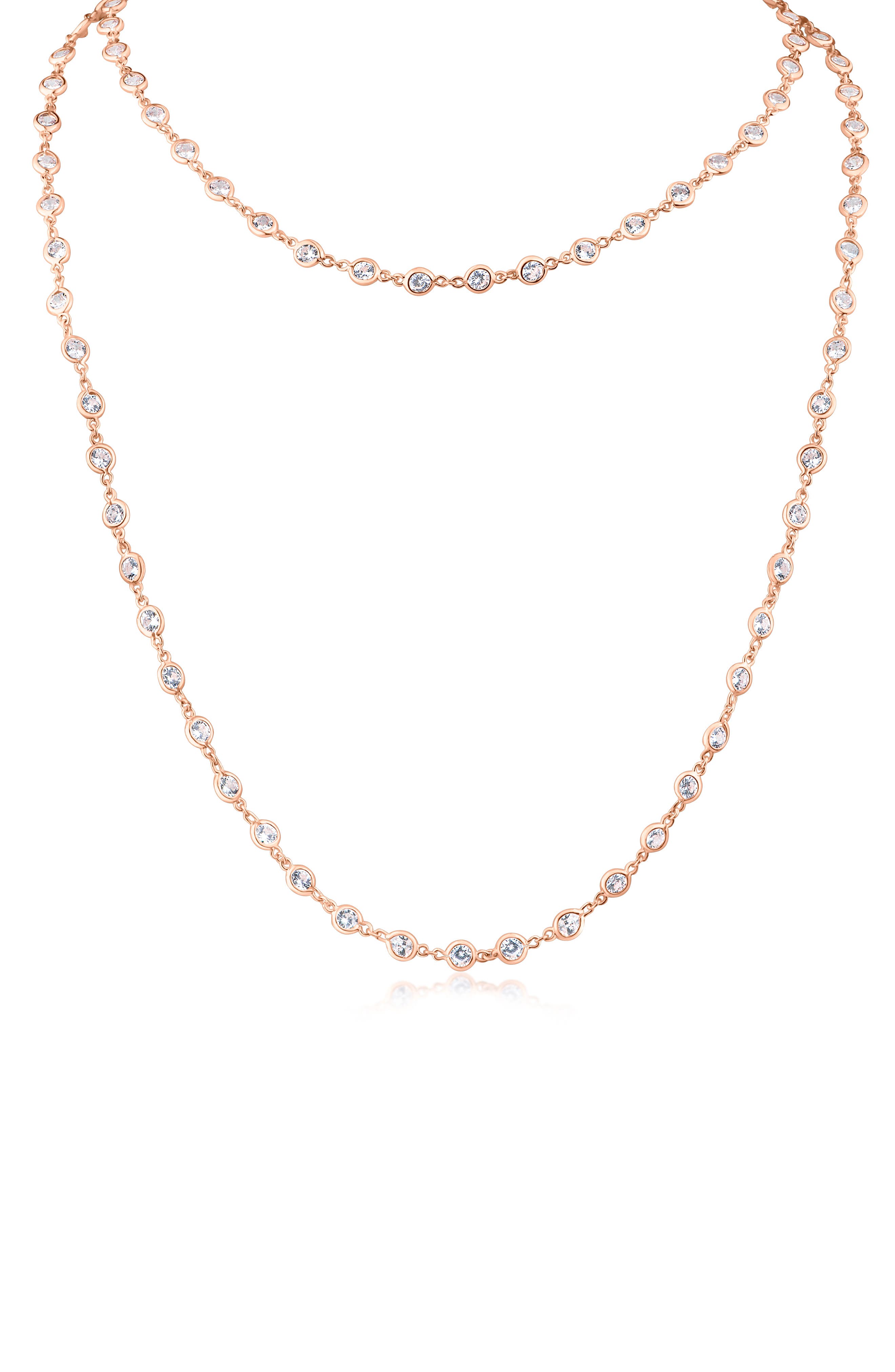 CZ by Kenneth Jay Lane Cubic Zirconia Station Chain Layered Necklace