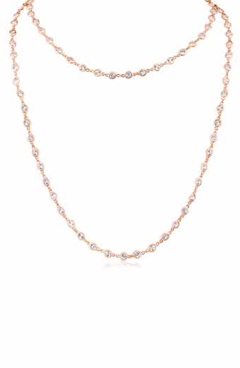 Cubic Zirconia Station Chain Layered Necklace