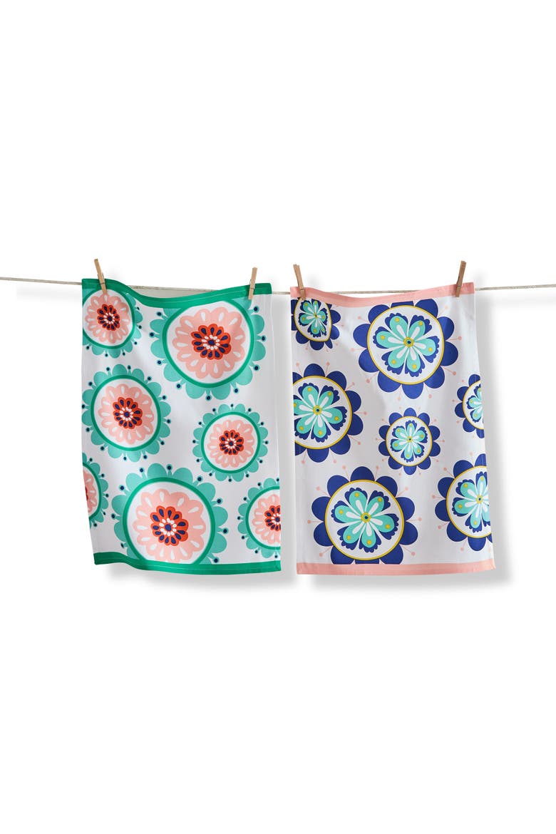 Eclectic Fun Multi Cotton Dishtowel Set of 2 26 x 18 in, Main, color, Multicolored
