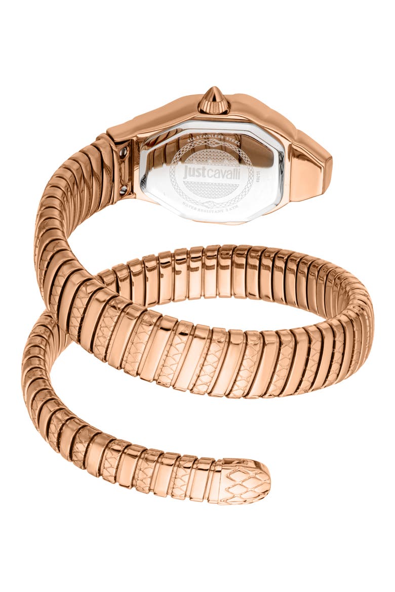 Snake Wraparound Bracelet Watch, 22mm x 34.5mm, Alternate, color, ROSE GOLD