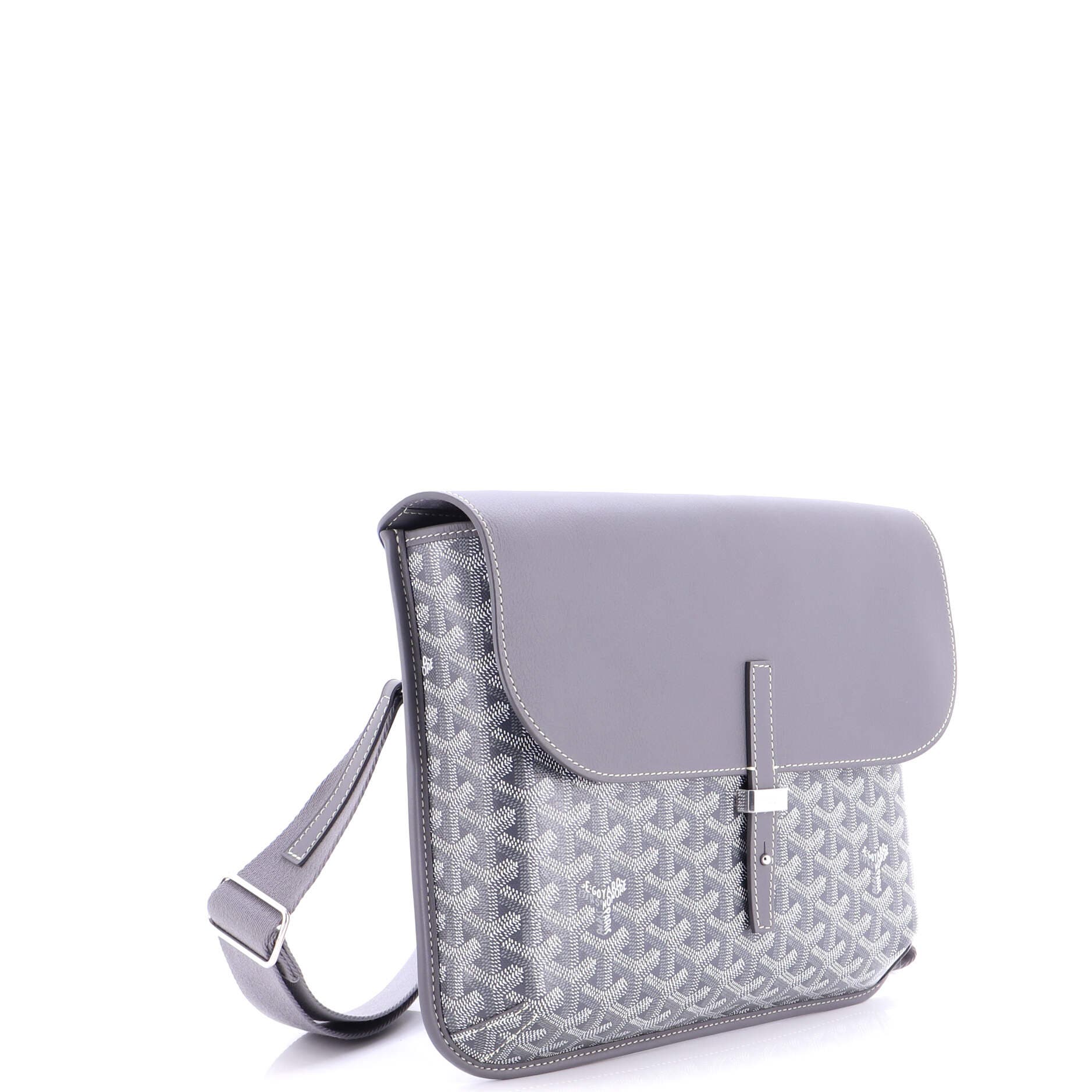 Pre-Owned Goyard Coursier Messenger Bag Coated Canvas and Leather, Alternate, color, Gray