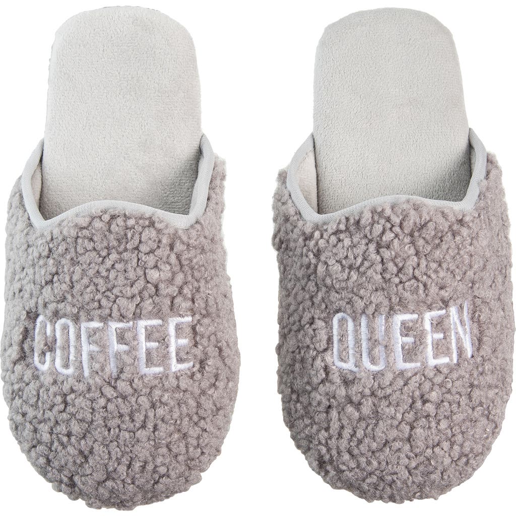 Totalee Gift Coffee Queen Fabric Slippers Lrg/xl Polyester Grey In Animal Print