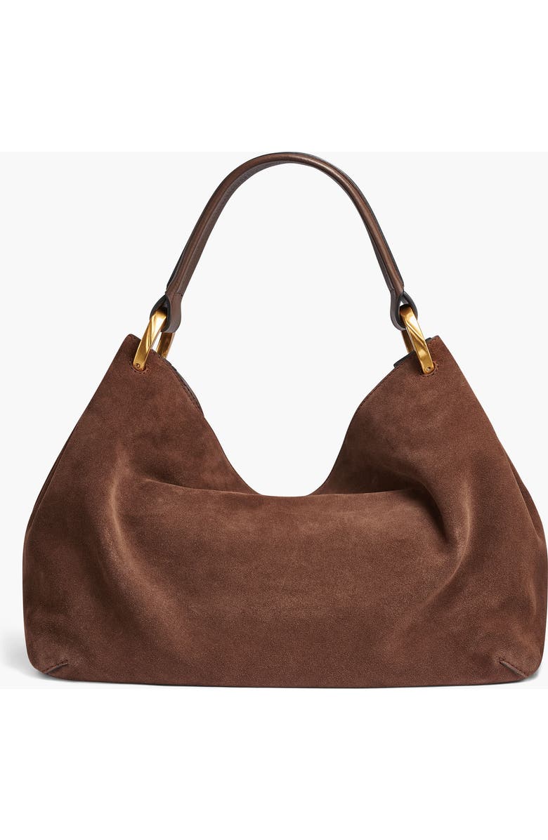 Donna Karan New York Glenwood Suede Shoulder, Alternate, color, Chocolate