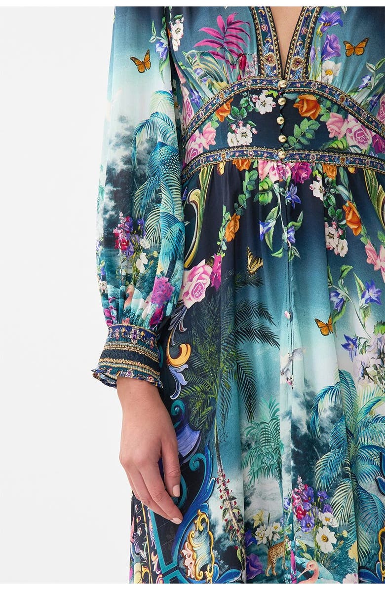 Camilla Button Dress With Shaped Waistband Basked In Baroque, Alternate, color, Basked In Baroque