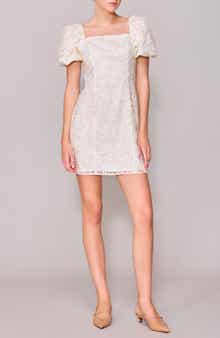 MELLODAY Square Neck Puff Sleeve Sheath Minidress