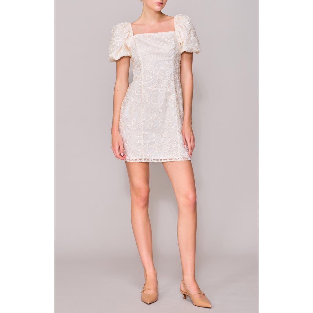 Melloday Square Neck Puff Sleeve Sheath Minidress