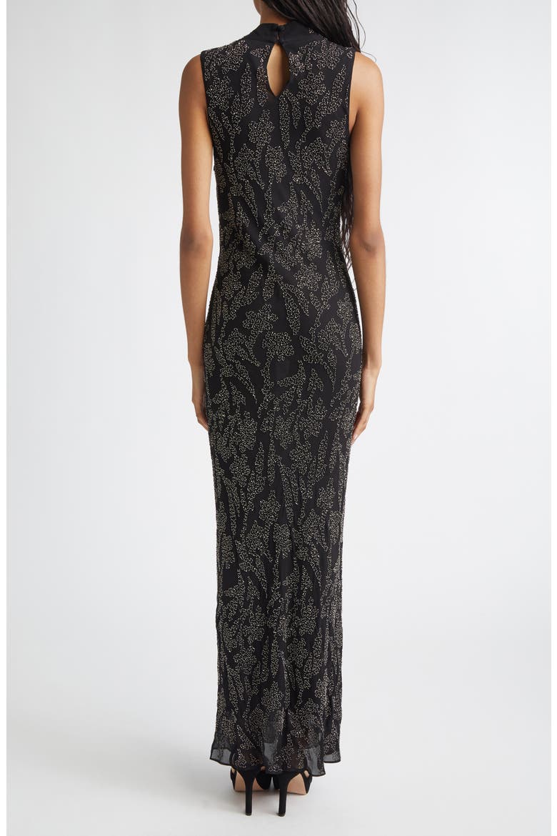 Sylven Beaded Mock Neck Maxi Dress, Alternate, color, BLACK