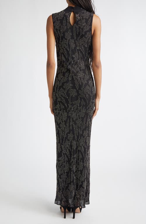 Veronica Beard Sylven Beaded Mock Neck Maxi Dress In Black