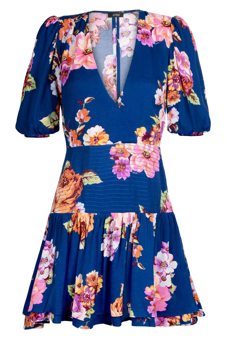 Camilla Floral Print Minidress, Main, color, COBALT GARDEN