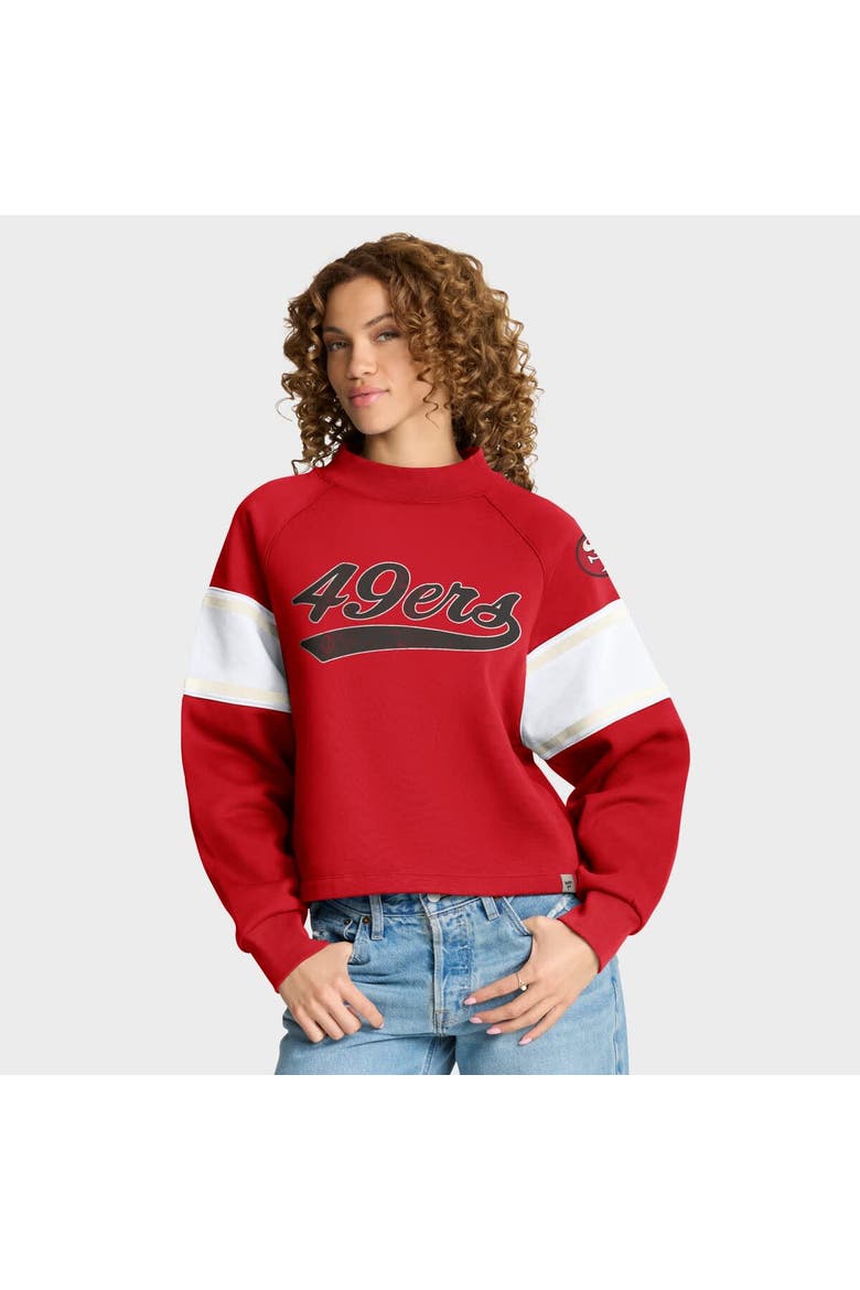 Women's Fanatics Scarlet San Francisco 49ers Oversized Hometown Toss Sweep Mock Neck Pullover, Main, color, Scarlet