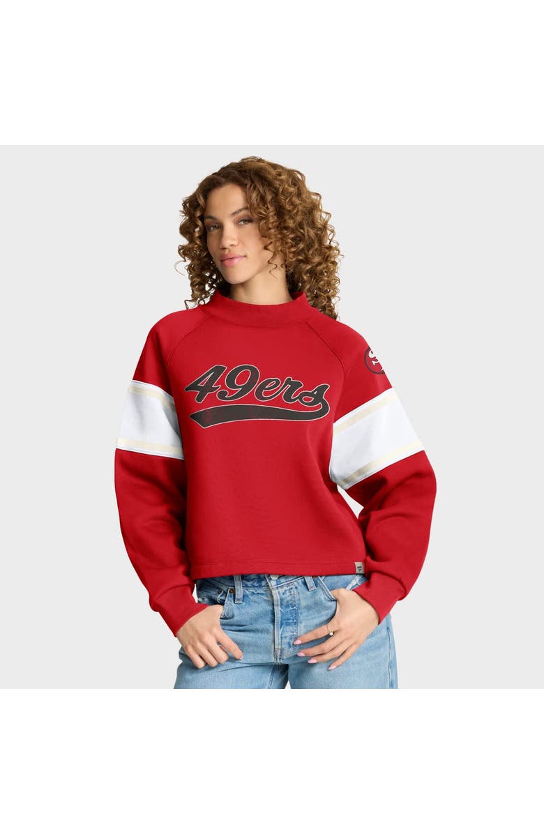 FANATICS Women
s Fanatics Scarlet San Francisco 49ers Oversized Hometown Toss Sweep Mock Neck Pullover, Main, color, Scarlet