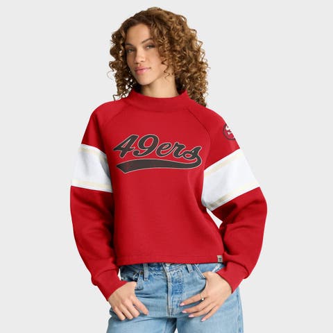 Women
s Fanatics Scarlet San Francisco 49ers Oversized Hometown Toss Sweep Mock Neck Pullover