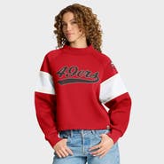 FANATICS Women's Fanatics Scarlet San Francisco 49ers Oversized Hometown Toss Sweep Mock Neck Pullover