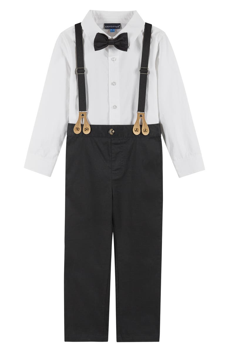 Andy & Evan Kids' 4-Piece Dapper Suspender & Bow Tie Outfit Set, Main, color, Black