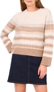 Vince Camuto Fair Isle Raglan Sleeve Crewneck Sweater