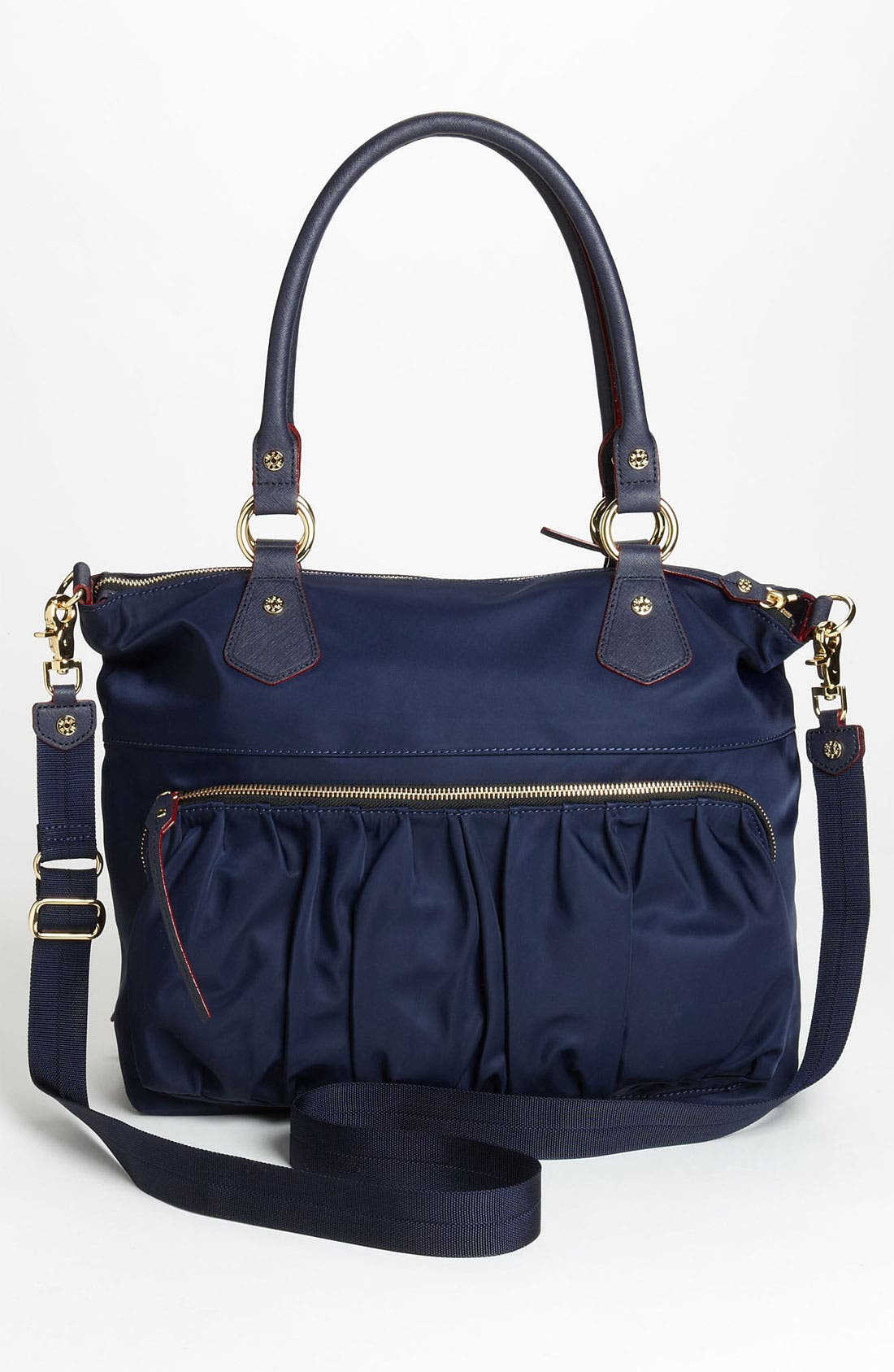 'Belle' Bedford Nylon Tote, Alternate, color, NAVY BEDFORD WITH SAFFIANO