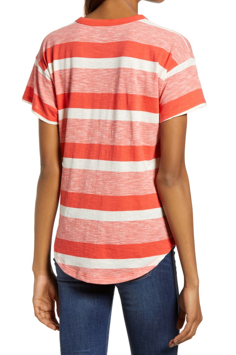 Whisper Cotton Rib Crewneck T-Shirt, Alternate, color, BLOOD ORANGE