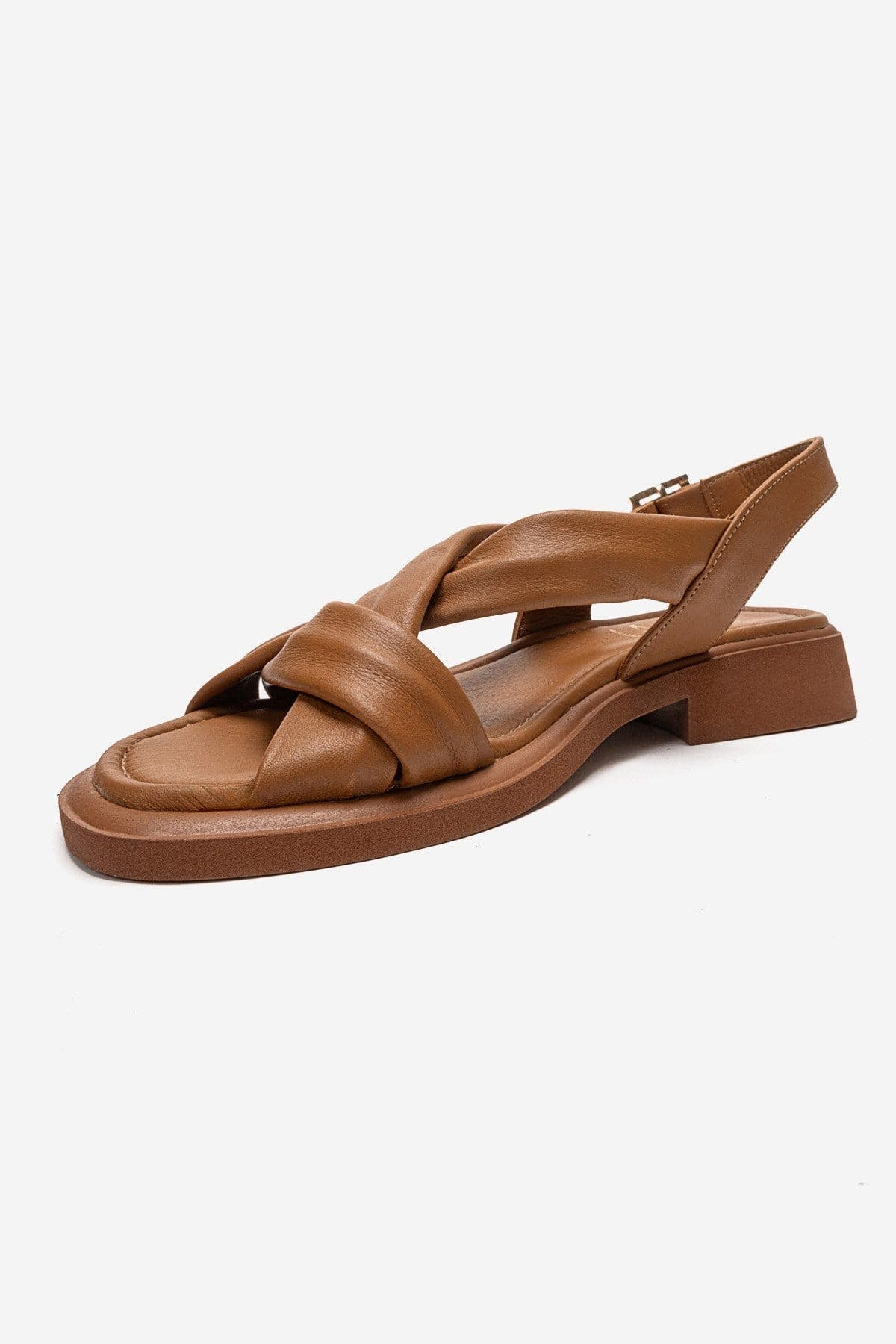 Frand Leather Crisscross Strap Sandal, Alternate, color, Cognac