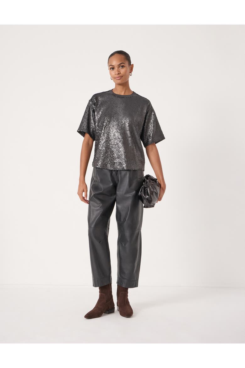 Holly Matte Sequin T-Shirt, Alternate, color, Gunmetal Grey