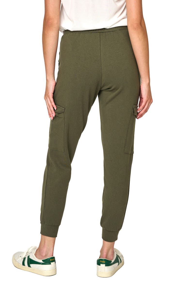 Gigi Essential Soft Stretch Cotton Ponte Cargo Joggers, Alternate, color, DARK OLIVE
