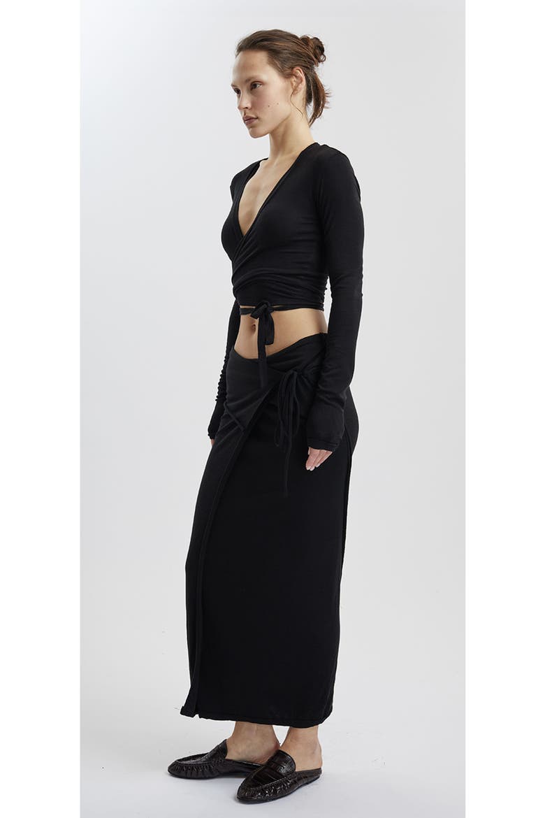 Papper Wrap Skirt, Alternate, color, BLACK
