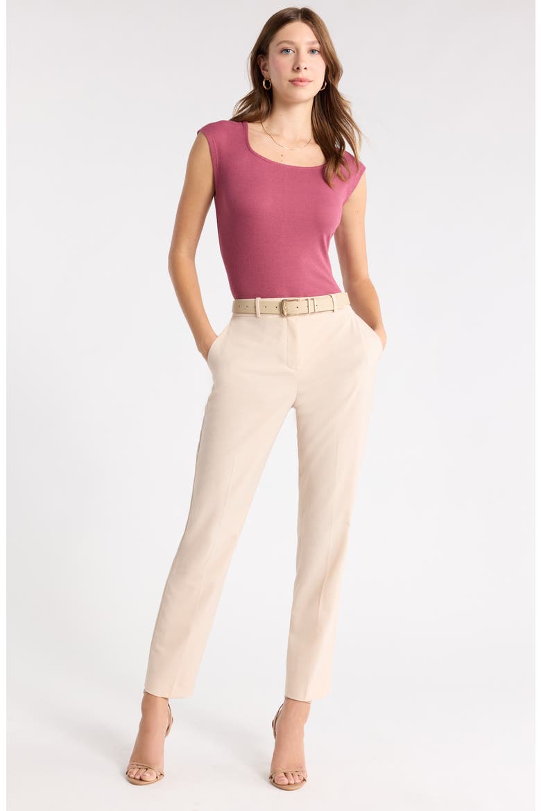 Square Neck Top, Alternate, color, BURGUNDY MAROON