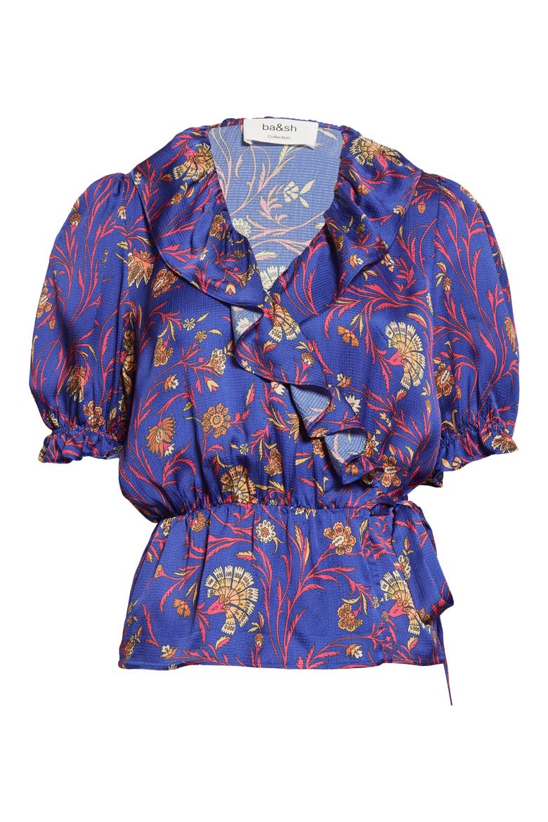 Chella Puff Sleeve Peplum Top, Alternate, color, BLEU