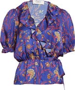 ba&sh Chella Puff Sleeve Peplum Top