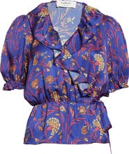 ba&sh Chella Puff Sleeve Peplum Top