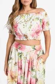 GUESS Elodie Off the Shoulder Crop Top
