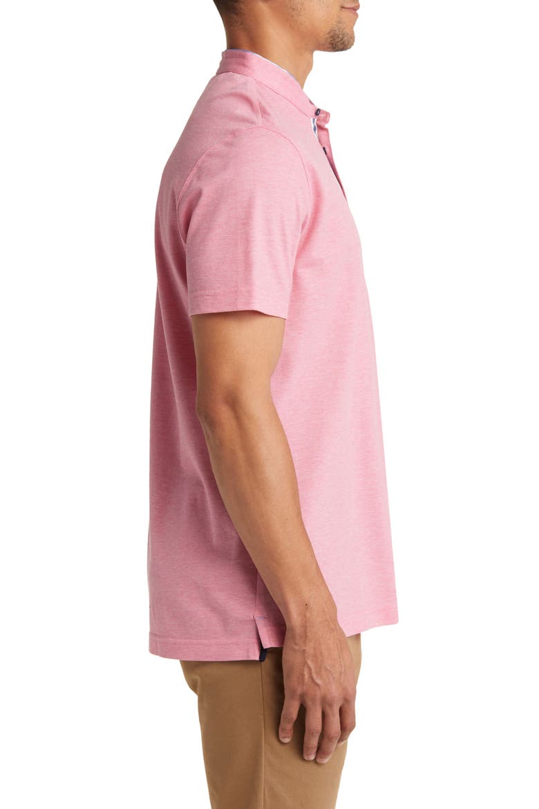 Trim Fit Band Collar Cotton Polo, Alternate, color, PINK
