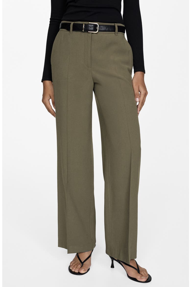Creased Wide Leg Pants, Main, color, KHAKI GREEN